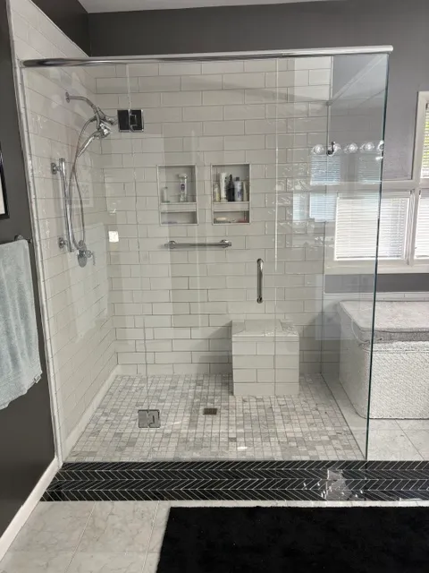 White subway tile walk-in shower