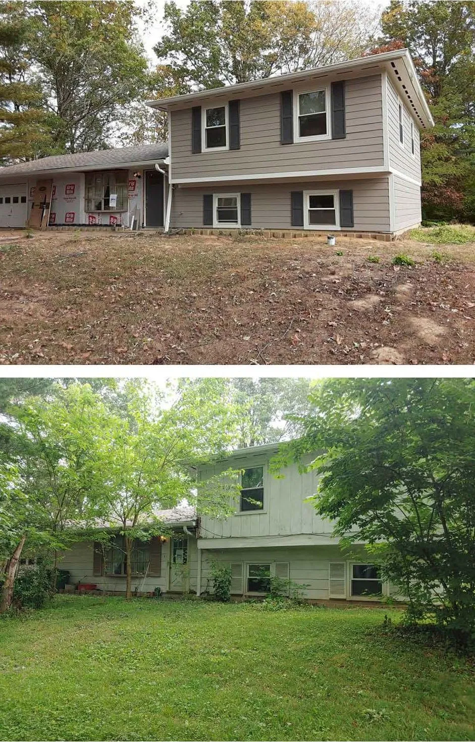 House siding before and after replacement